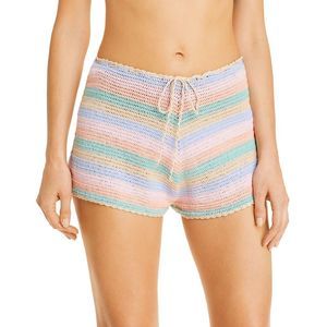 Pitusa Womens Pink Crochet Beachwear Shorts Cover-Up NWT